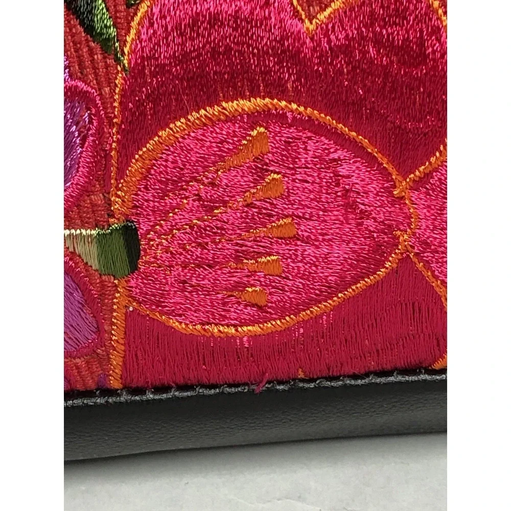 Vintage Y2K Floral Embroidered Leather Shoulder Bag & Wallet Boho Purse Set - Picture 9 of 16